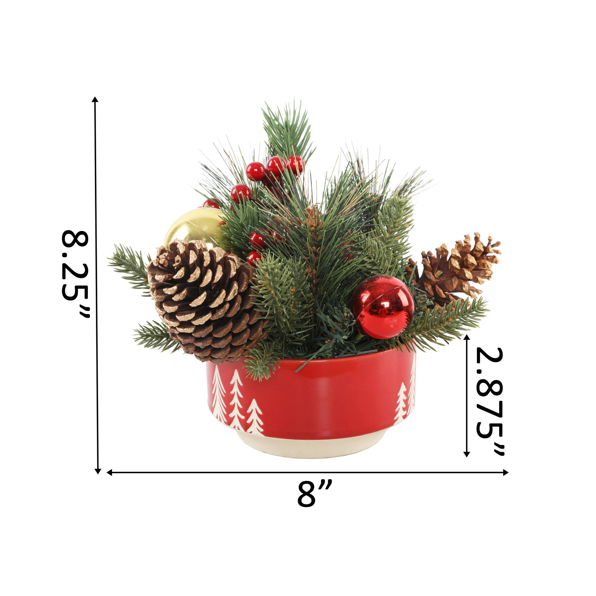 Christmas Mix In 6" Ceramic Reverse Tree Pot